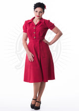 Pretty 40s Shirt Dress - Red