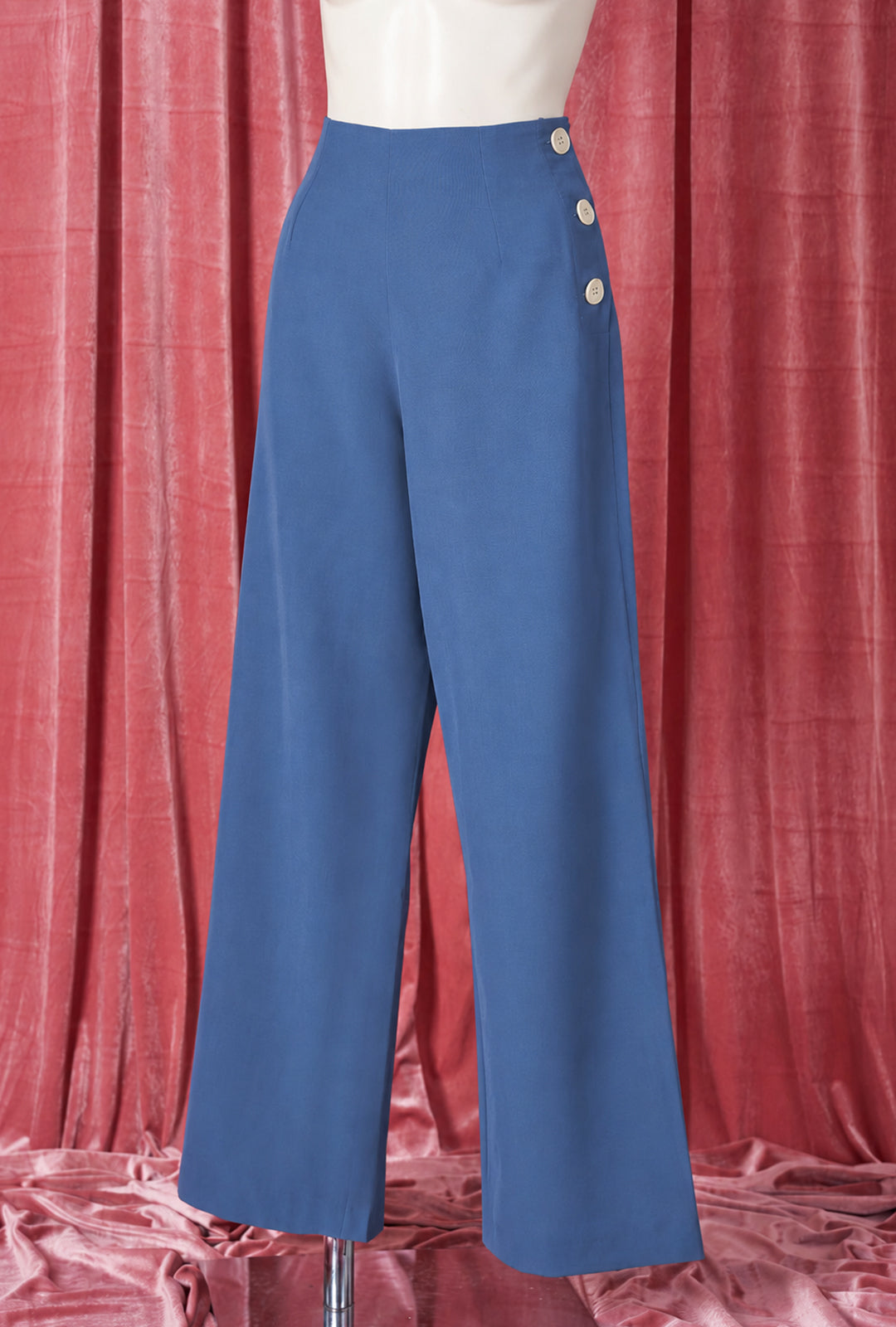 1940s Wide Leg Trousers - Airforce Blue