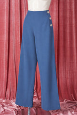 1940s Wide Leg Trousers - Airforce Blue