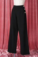 1940s Wide Leg Trousers - Black