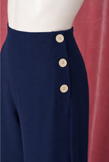 1940s Wide Leg Trousers - Navy