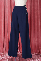 1940s Wide Leg Trousers - Navy