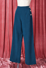 1940s Wide Leg Trousers - Petrol