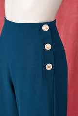 1940s Wide Leg Trousers - Petrol