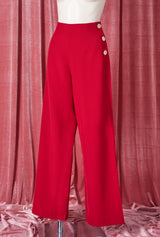 1940s Wide Leg Trousers - Red