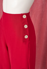1940s Wide Leg Trousers - Red
