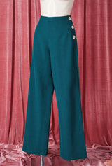 1940s Wide Leg Trousers - Teal